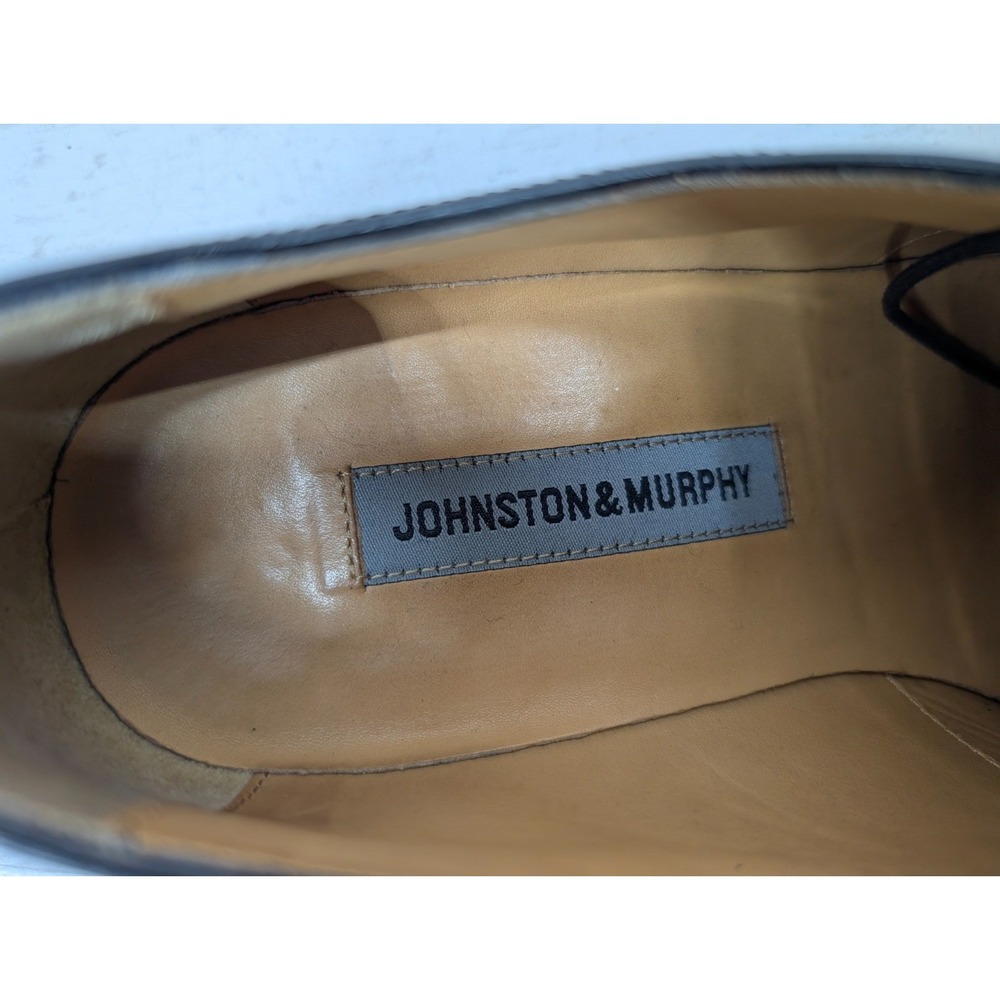 Johnston & Murphy Oxford Dress Shoes Men's Size 9.5M Leather Lace Up Black India - Picture 2 of 8